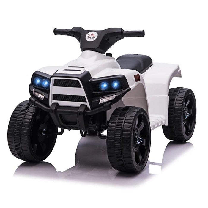 Electric Ride on ATV Toy Quad Bike with Headlights and Horn 6V in White - Little and Giant Explorers HOMCOM