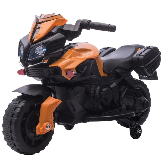 Kids Electric Ride on Motorbike with Lights and Sounds in Orange 6V - Little and Giant Explorers HOMCOM