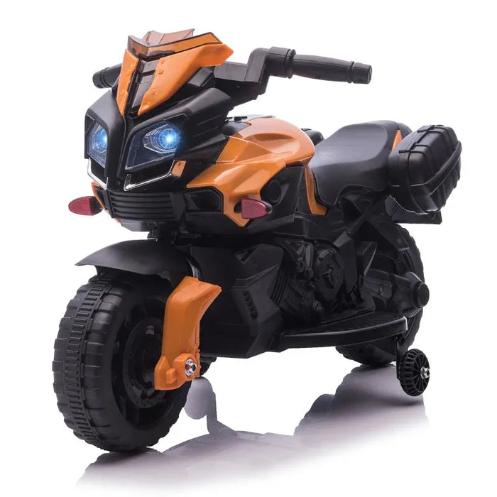 Kids Electric Ride on Motorbike with Lights and Sounds in Orange 6V - Little and Giant Explorers HOMCOM