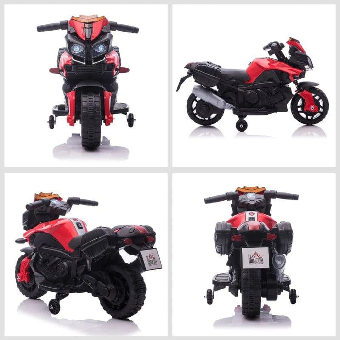 Kids Electric Ride on Motorbike with Lights, Horn and Sounds 6V in Red - Little and Giant Explorers HOMCOM