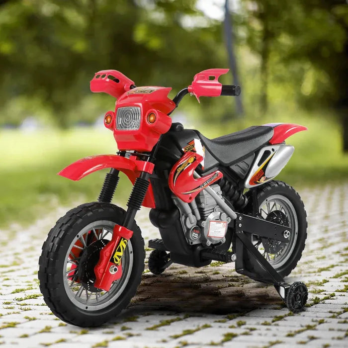 Kids Electric Ride-On Motorcycle with Headlights and Sound Effects in Red 6V - Little and Giant Explorers HOMCOM