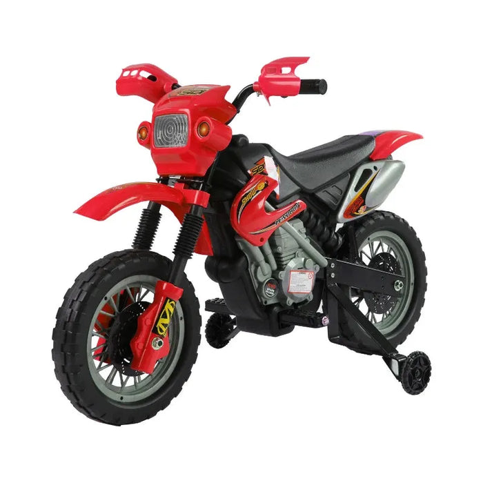 Kids Electric Ride-On Motorcycle with Headlights and Sound Effects in Red 6V - Little and Giant Explorers HOMCOM