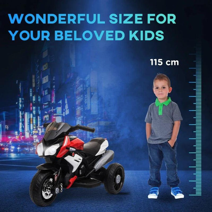 Electric Ride On Motorcycle with Lights, Music and Horn 6V in Red - Little and Giant Explorers HOMCOM