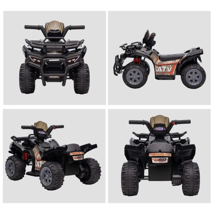 Electric Ride on Quad Bike ATV Toy with Music 6V in Black - Little and Giant Explorers HOMCOM