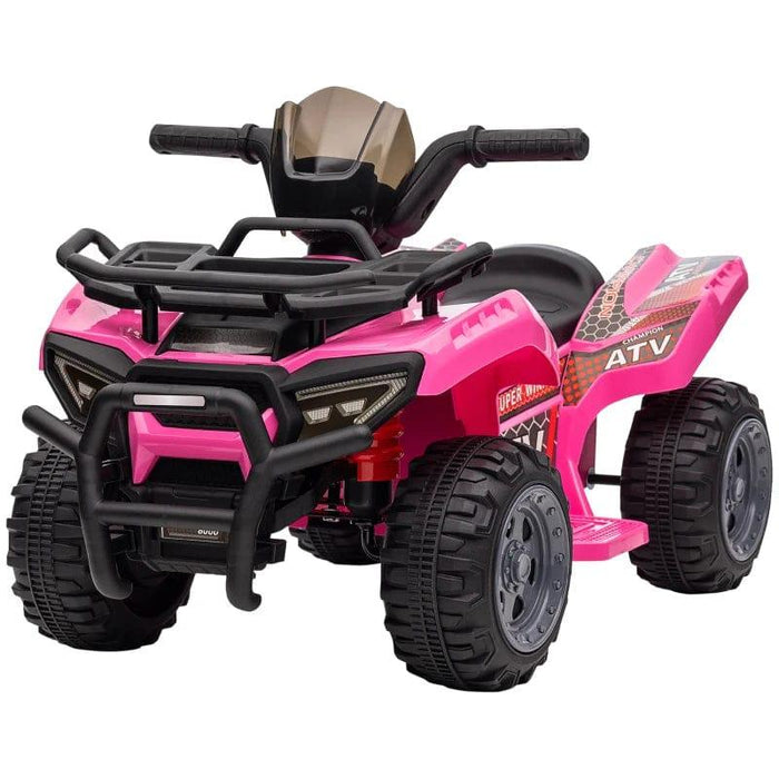 Electric Ride on Quad Bike ATV Toy with Music 6V in Pink - Little and Giant Explorers HOMCOM