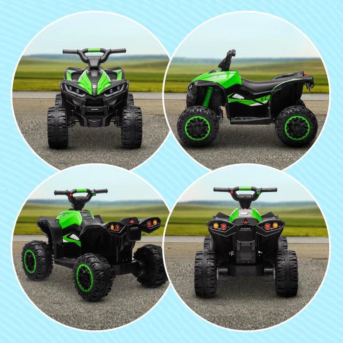 Electric Ride on Quad Bike with Music and Horn 12V in Green - Little and Giant Explorers HOMCOM