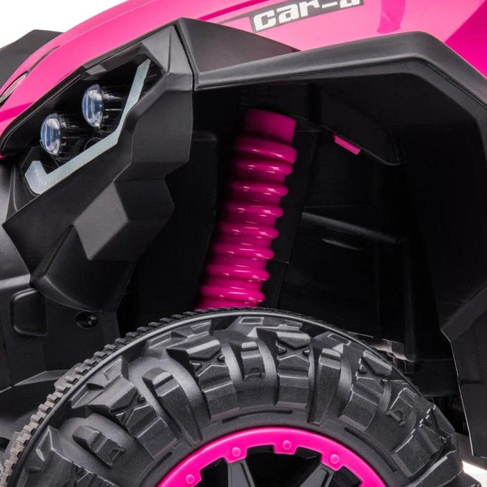 Electric Ride on Quad Bike with Music and Horn 12V in Pink - Little and Giant Explorers HOMCOM