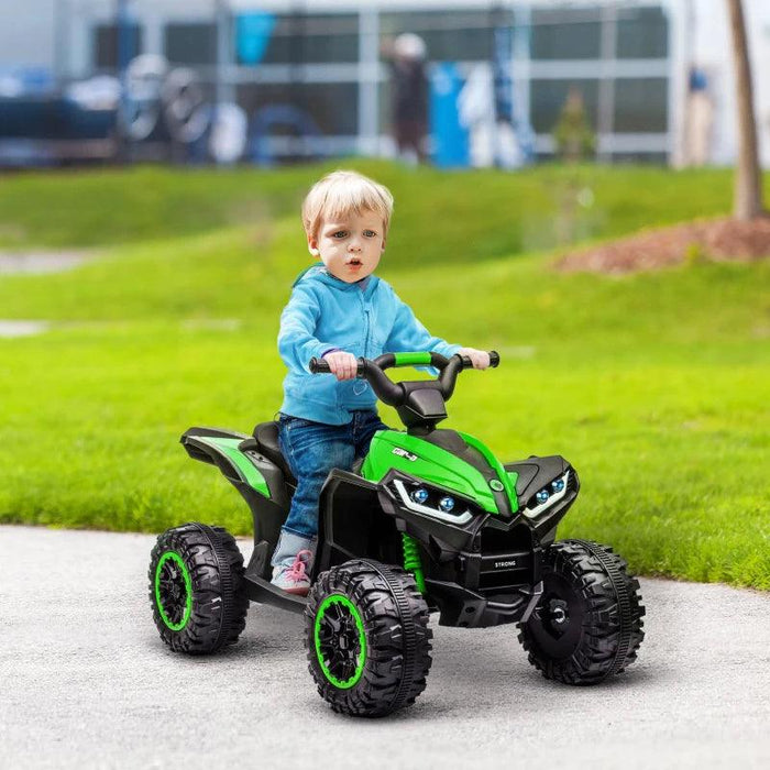 Electric Ride on Quad Bike with Music and Horn 12V in Green - Little and Giant Explorers HOMCOM