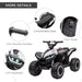 Electric Ride on Quad Bike with Music and Horn 12V in White - Little and Giant Explorers HOMCOM