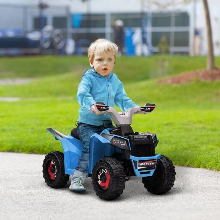 Electric Ride on Quad Bike with Wear-Resistant Wheels and Forward Backward Function 6V in Blue - Little and Giant Explorers HOMCOM