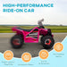 Electric Ride on Quad Bike with Wear-Resistant Wheels and Forward Backward Function 6V in Pink - Little and Giant Explorers HOMCOM