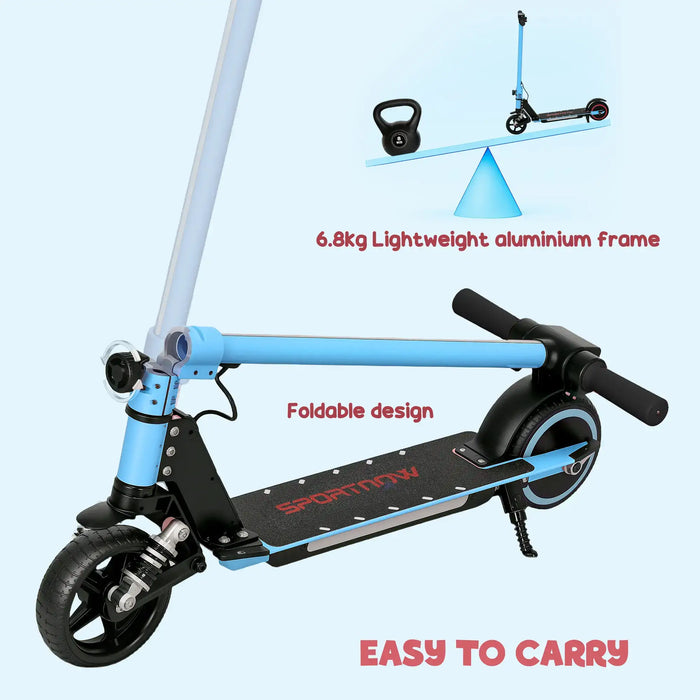 Folding Electric Scooter with LED Colourful Lights and Display in Blue - Little and Giant Explorers SPORTNOW