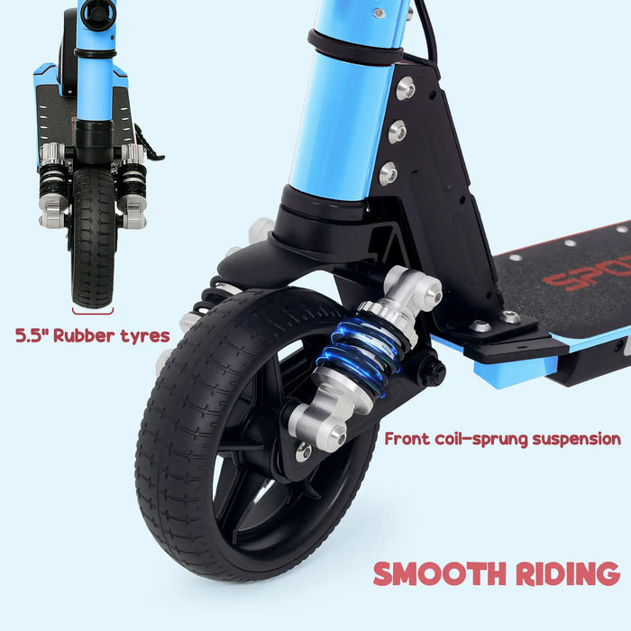 Folding Electric Scooter with LED Colourful Lights and Display in Blue - Little and Giant Explorers SPORTNOW