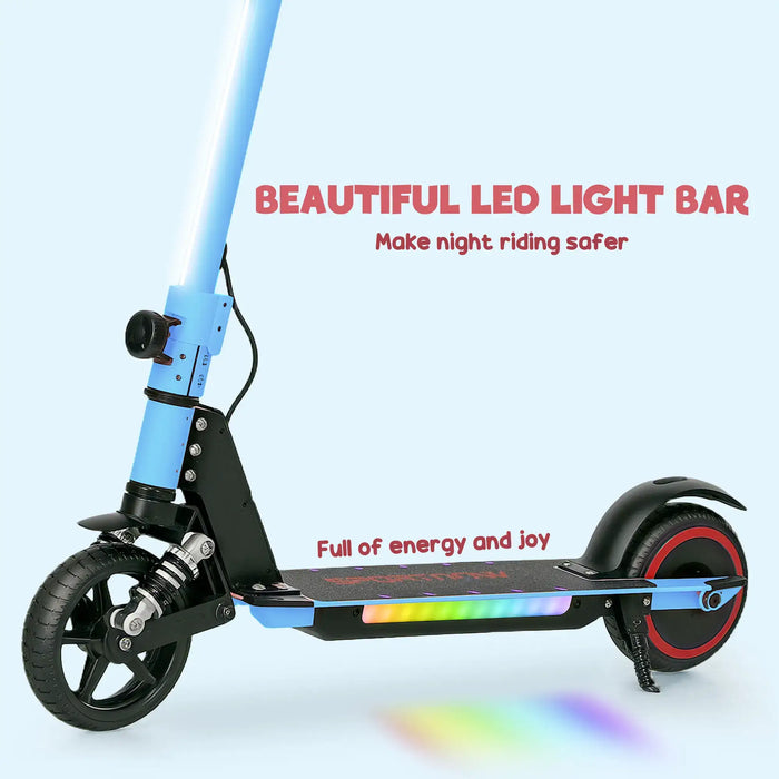Folding Electric Scooter with LED Colourful Lights and Display in Blue - Little and Giant Explorers SPORTNOW