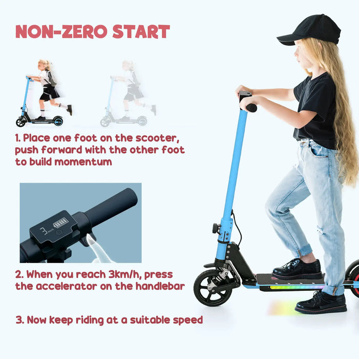 Folding Electric Scooter with LED Colourful Lights and Display in Blue - Little and Giant Explorers SPORTNOW