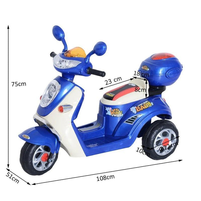 Kids Electric Ride On Scooter with Headlight and Music 6V in Blue - Little and Giant Explorers HOMCOM