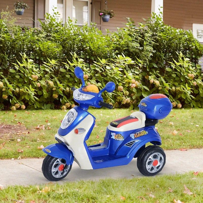 Kids Electric Ride On Scooter with Headlight and Music 6V in Blue - Little and Giant Explorers HOMCOM