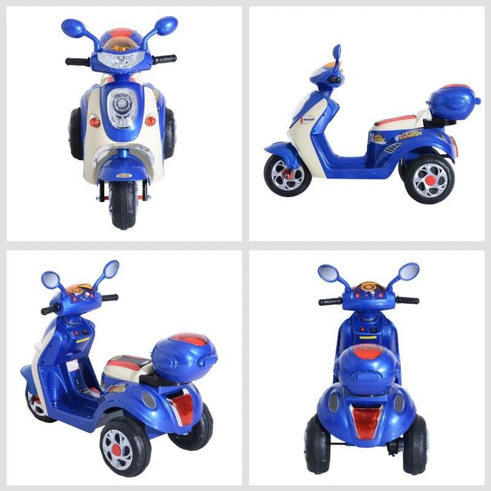 Kids Electric Ride On Scooter with Headlight and Music 6V in Blue - Little and Giant Explorers HOMCOM