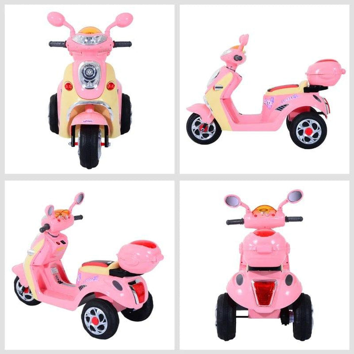 Kids Electric Ride On Scooter with Headlight and Music 6V in Pink - Little and Giant Explorers HOMCOM