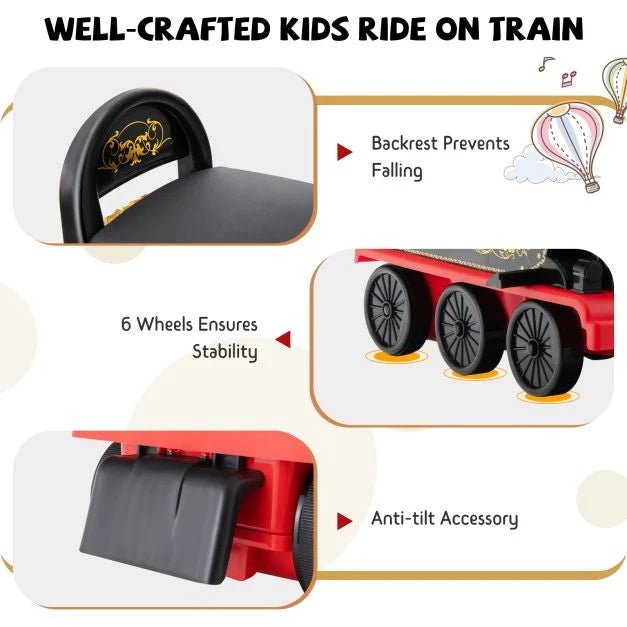 Kids Electric Ride On Train with Track in Black 6V - Little and Giant Explorers Costway