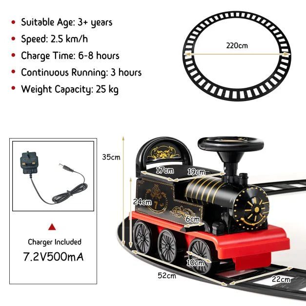 Kids Electric Ride On Train with Track in Black 6V - Little and Giant Explorers Costway