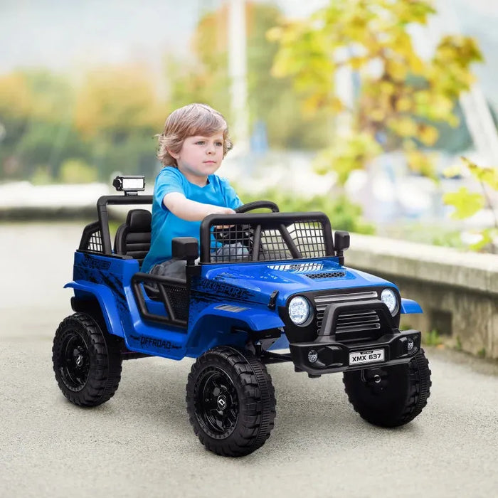 Kids Electric Ride-On Truck with Spring Suspension in Blue 12V - Little and Giant Explorers AIYAPLAY