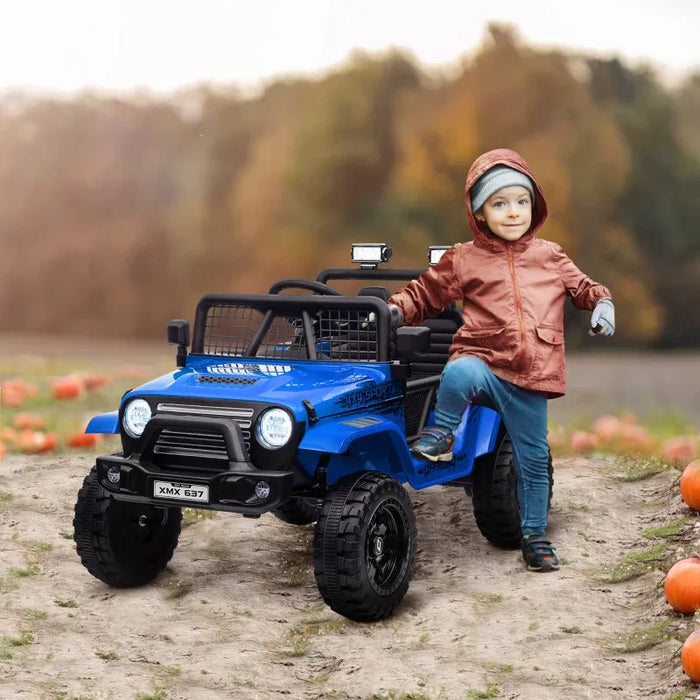 Kids Electric Ride-On Truck with Spring Suspension in Blue 12V - Little and Giant Explorers AIYAPLAY