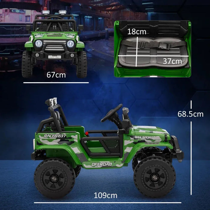 Kids Electric Ride-On Truck with Spring Suspension in Green 12V - Little and Giant Explorers AIYAPLAY