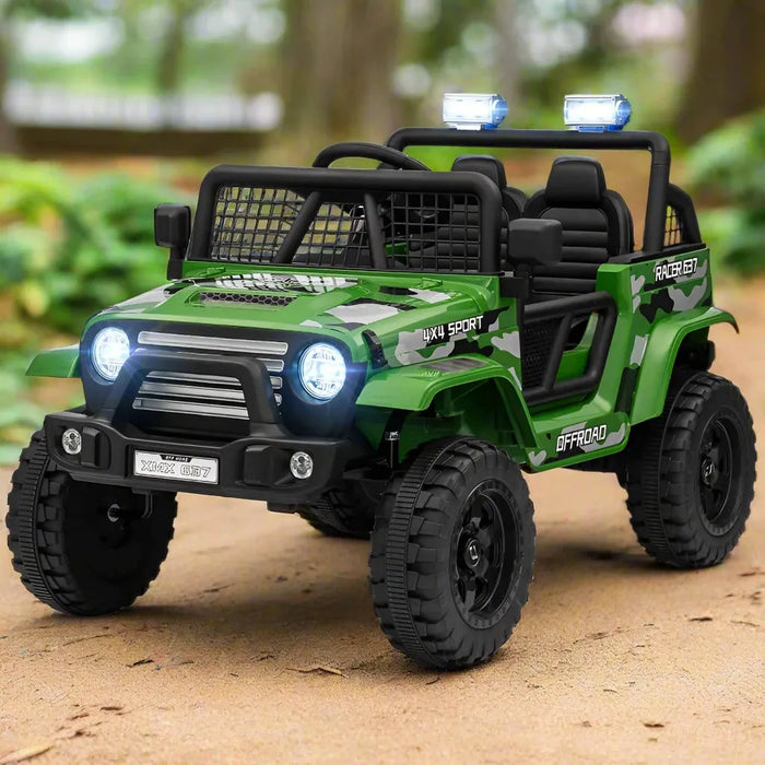 Kids Electric Ride-On Truck with Spring Suspension in Green 12V - Little and Giant Explorers AIYAPLAY