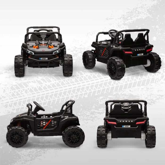 Kids Electric Ride-On UTV Truck with Suspension Wheels in Black 12V - Little and Giant Explorers AIYAPLAY