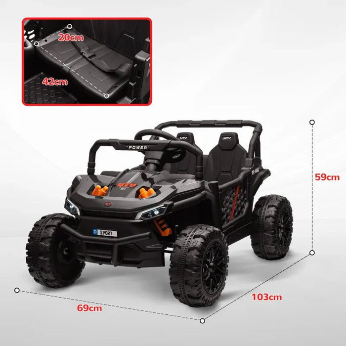 Kids Electric Ride-On UTV Truck with Suspension Wheels in Black 12V - Little and Giant Explorers AIYAPLAY