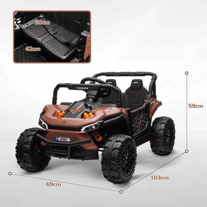 Kids Electric Ride-On UTV Truck with Suspension Wheels in Brown 12V - Little and Giant Explorers AIYAPLAY