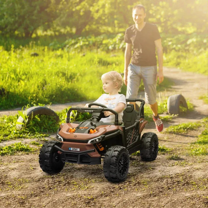 Kids Electric Ride-On UTV Truck with Suspension Wheels in Brown 12V - Little and Giant Explorers AIYAPLAY