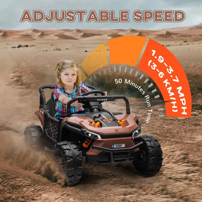 Kids Electric Ride-On UTV Truck with Suspension Wheels in Brown 12V - Little and Giant Explorers AIYAPLAY