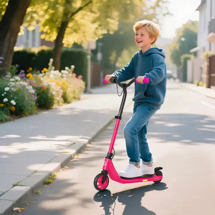 Kids Electric Scooter – Pink | 8km/h Speed, 6km Range and Adjustable Handlebar HOMCOM - Little and Giant Explorers HOMCOM