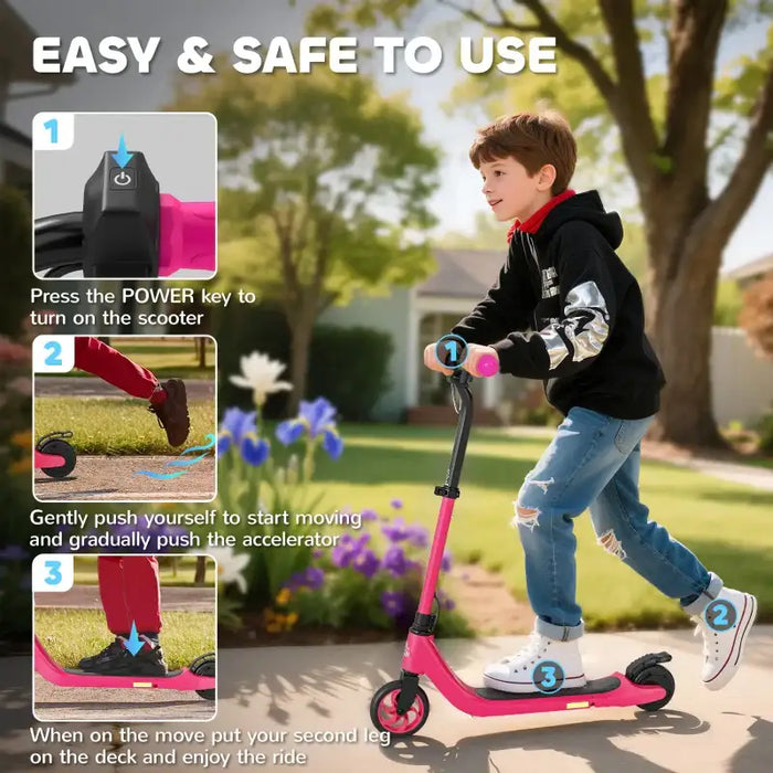 Kids Electric Scooter – Pink | 8km/h Speed, 6km Range and Adjustable Handlebar HOMCOM - Little and Giant Explorers HOMCOM