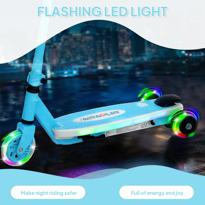 Kids Electric Scooter with Auxiliary Rear Light Wheels in Blue - Little and Giant Explorers AIYAPLAY