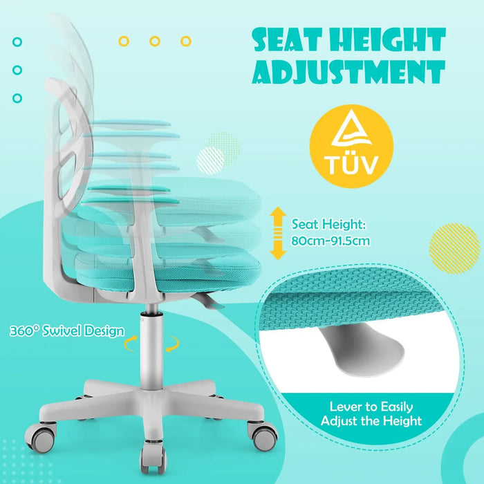 Ergonomic office swivel chair with adjustable seat height 80-91.5cm and easy lever control