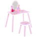 Kids Fairy Make Up Dressing Table and Stool - Little and Giant Explorers HOMCOM