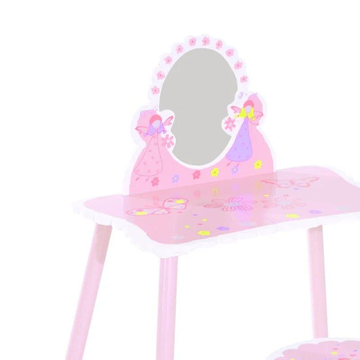 Kids Fairy Make Up Dressing Table and Stool - Little and Giant Explorers HOMCOM