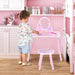 Kids Fairy Make Up Dressing Table and Stool - Little and Giant Explorers HOMCOM