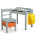Kids Flip Top Desk and Chair Set Grey | Educational Furniture with Storage - Little and Giant Explorers Costway
