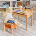 Kids Flip Top Desk and Chair Set Natural Pine Wood | Storage Box with Safety Hinges - Little and Giant Explorers Costway