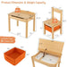 Kids Flip Top Desk and Chair Set Natural Pine Wood | Storage Box with Safety Hinges - Little and Giant Explorers Costway