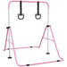 Adjustable foldable kids gymnastics bar in pink and white steel with black bear-shaped gym rings