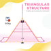 Pink adjustable steel kids gymnastics bar with triangular stable structure supporting up to 50kg