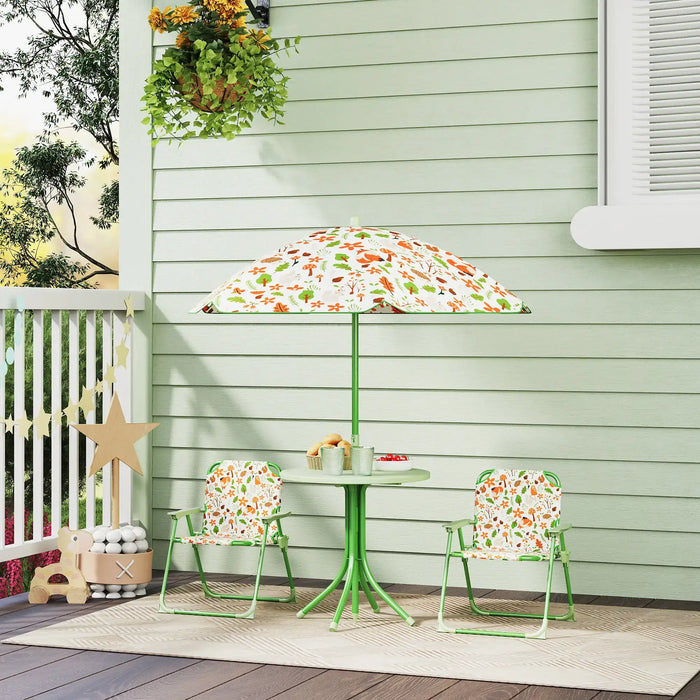 4 Pieces Kids Garden Table and Chair Set in Green with Fox Design - Little and Giant Explorers AIYAPLAY