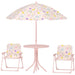 4 Pieces Kids Garden Table and Chair Set in Pink with Rainbow Design - Little and Giant Explorers AIYAPLAY
