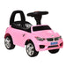 Pink kids foot-to-floor ride-on car toy with steering wheel and chrome wheels