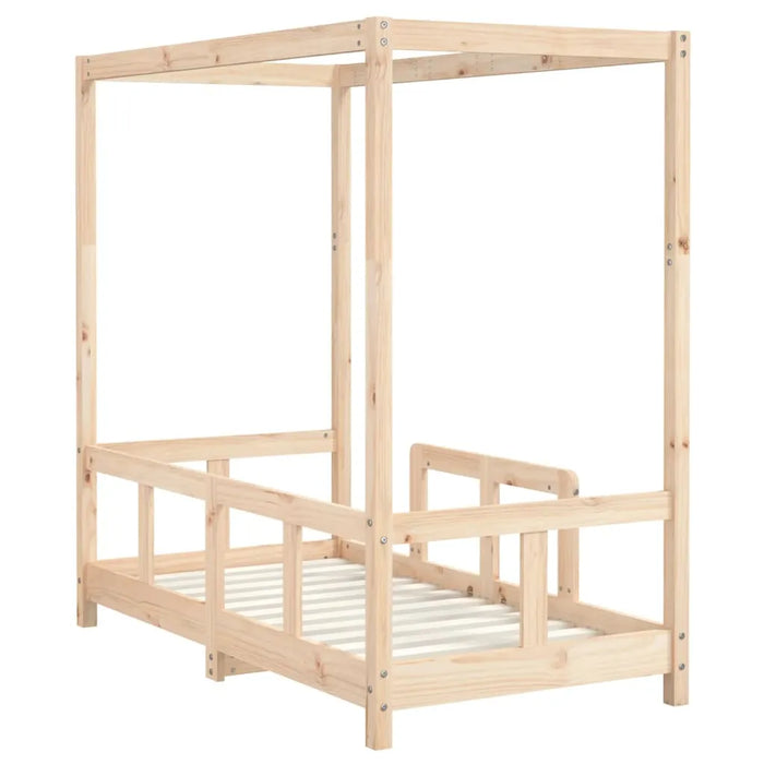 Kids Four-Posted Bed Frame in Solid Wood Pine (70 x 140cm) - Little and Giant Explorers vidaXL